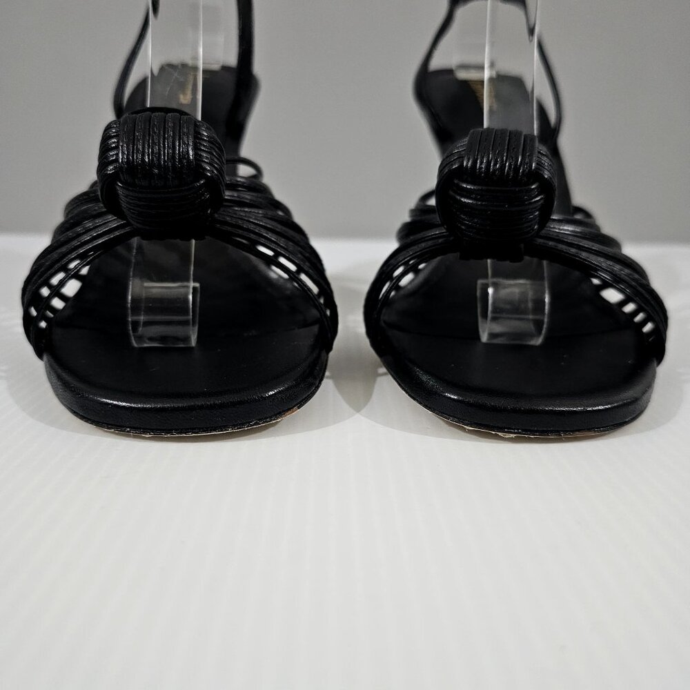 Larroude Valerie Slingback Knotted Sandal Stiletto Black Leather Size 9.5 NWOT - Picture 4 of 13